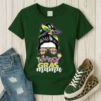 Mardi Gras Mama Hair Bun Celebration Women's T-Shirt thumb 3