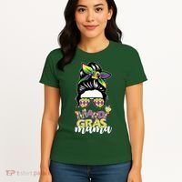 Mardi Gras Mama Hair Bun Celebration Women's T-Shirt thumb 4