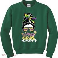 Mardi Gras Mama Hair Bun Celebration Kids Sweatshirt thumb 0
