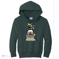 Mardi Gras Mama Hair Bun Celebration Kids Hoodie thumb 0