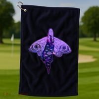 Mystical Gothic Moth Girl Golf Towel thumb 1