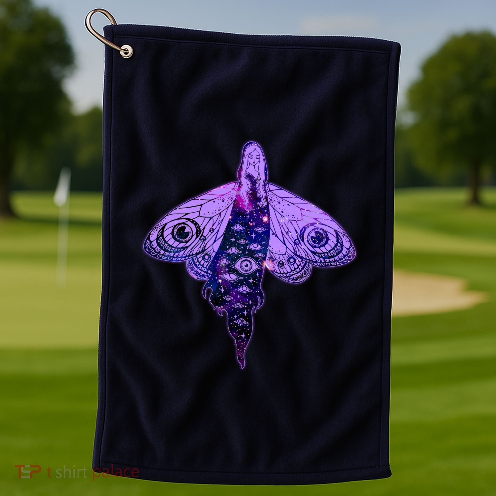 Mystical Gothic Moth Girl Golf Towel