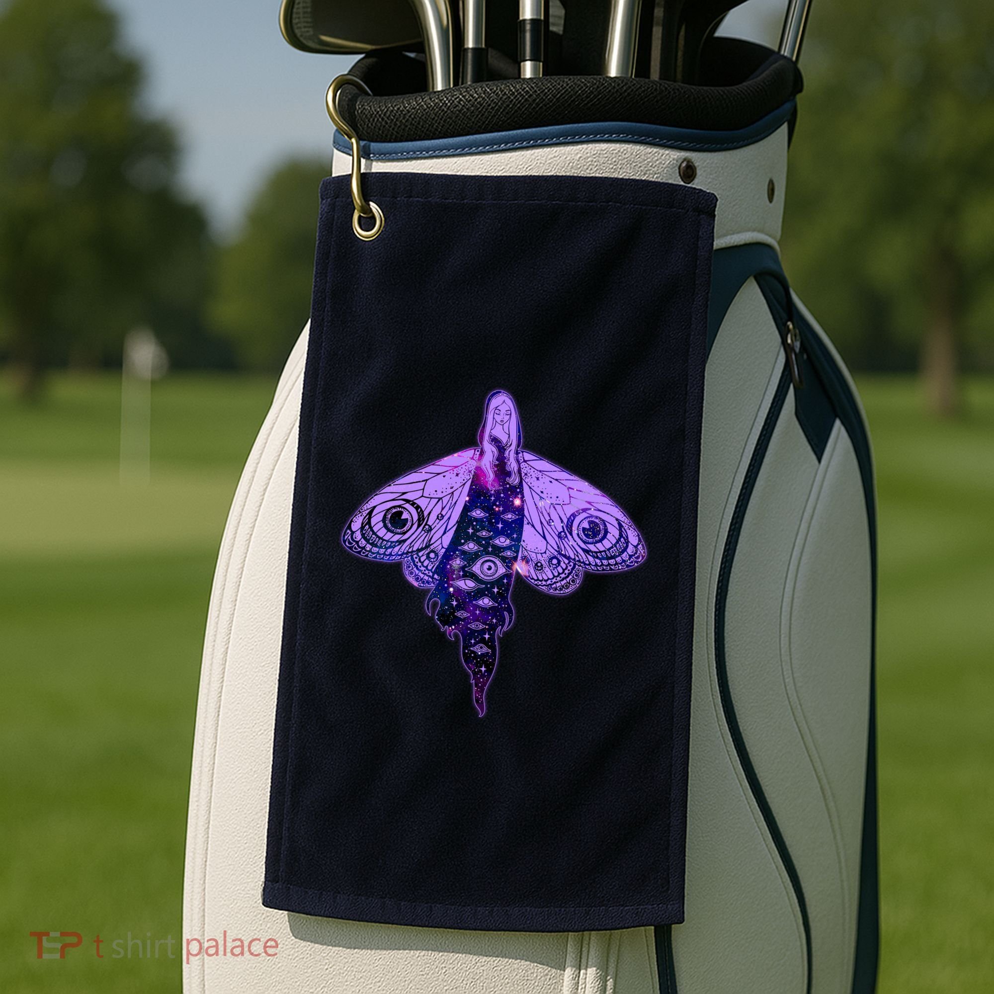 Mystical Gothic Moth Girl Golf Towel