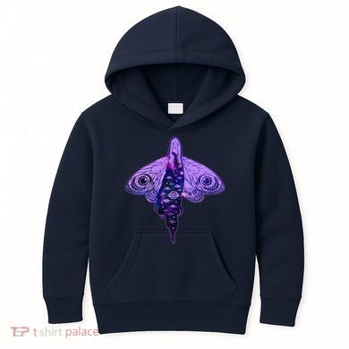 Mystical Gothic Moth Girl Kids Hoodie