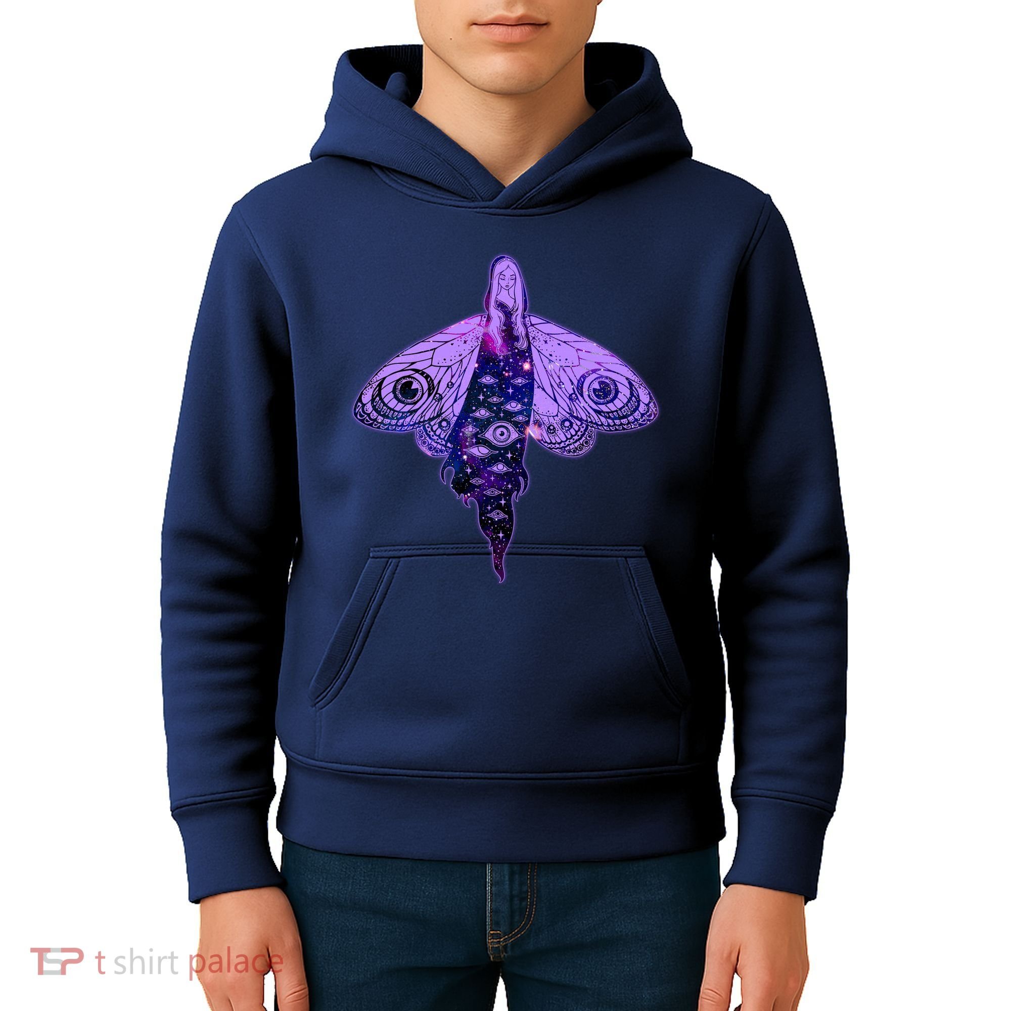 Mystical Gothic Moth Girl Kids Hoodie