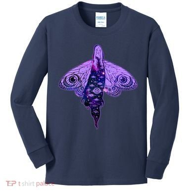 Mystical Gothic Moth Girl Kids Long Sleeve Shirt