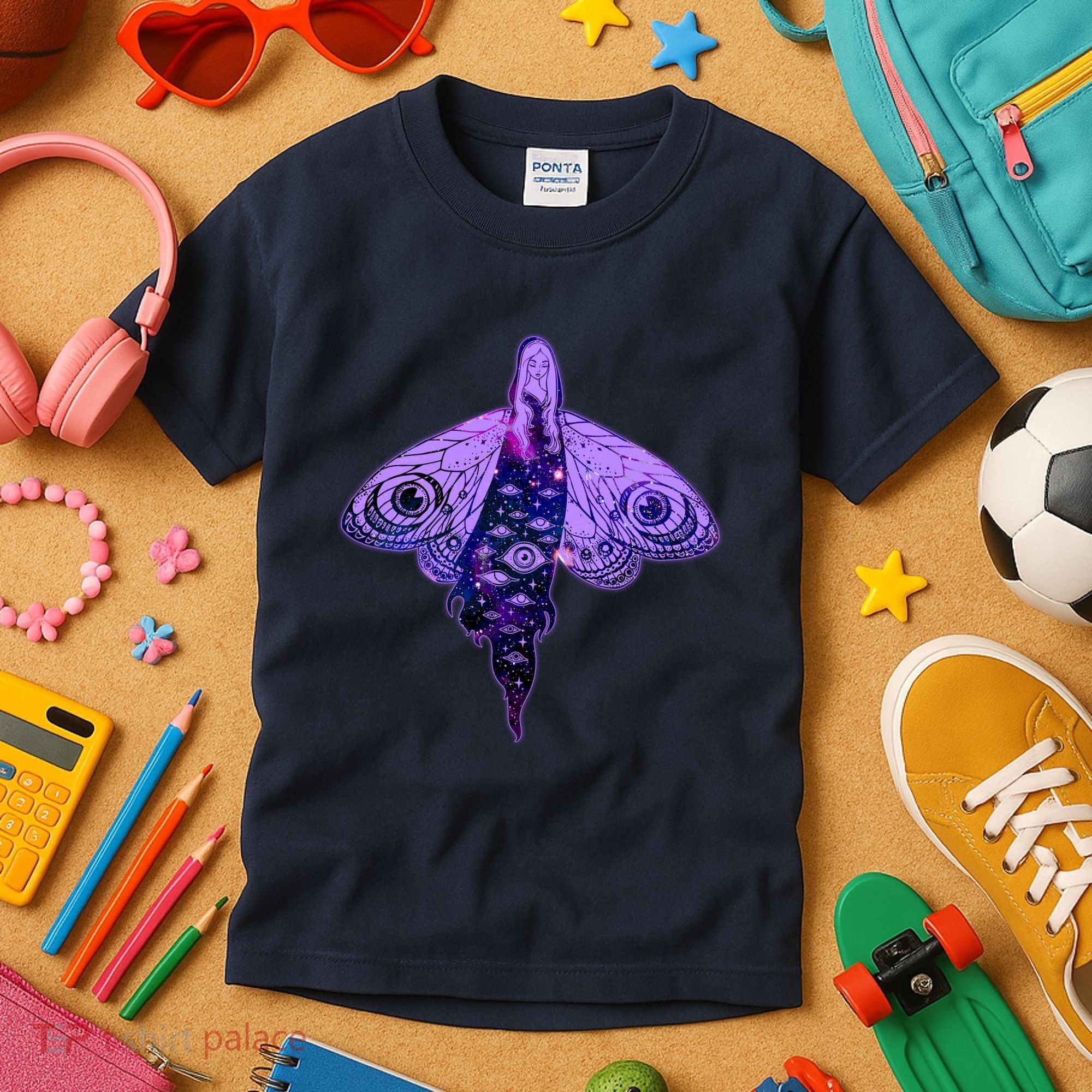Mystical Gothic Moth Girl Kids T-Shirt