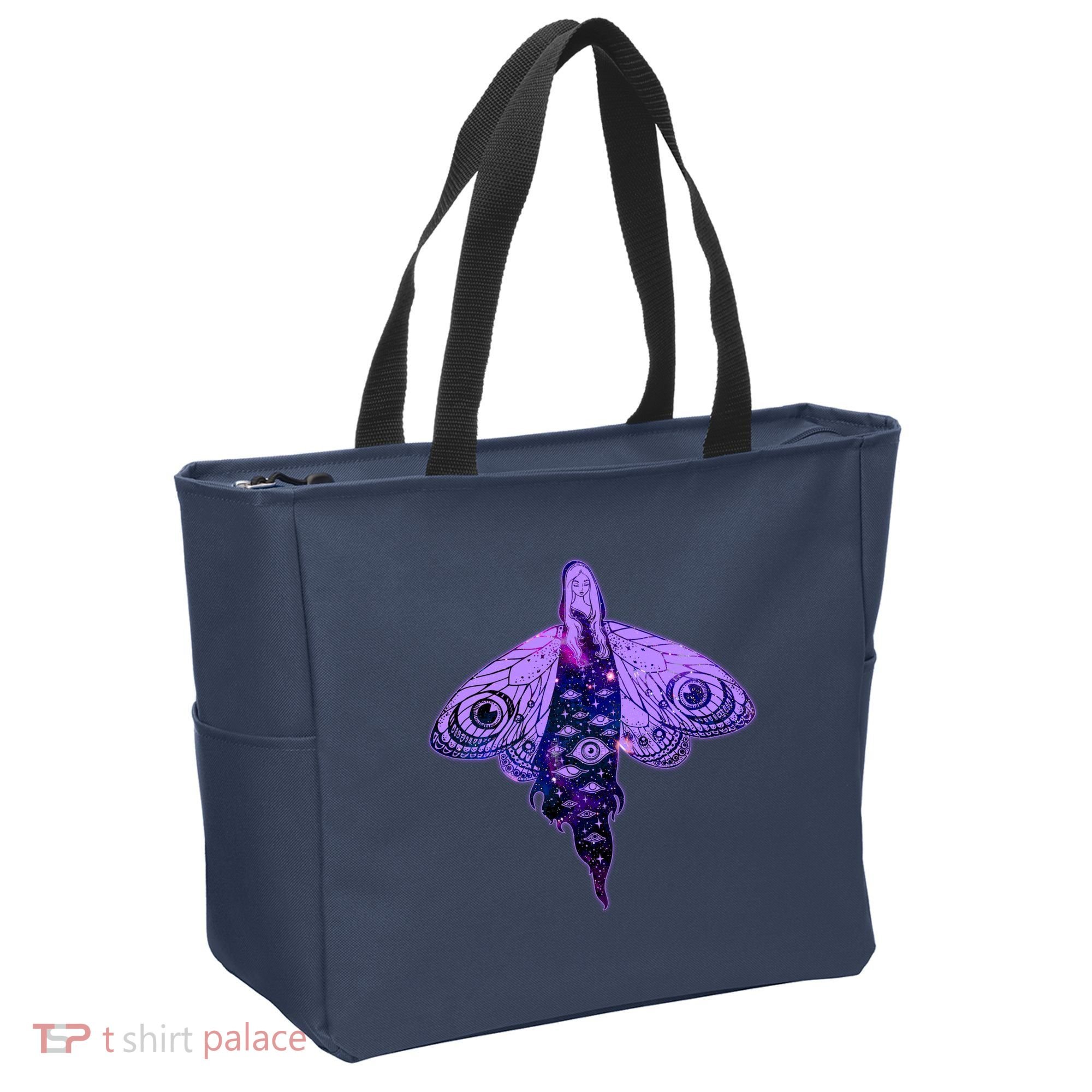 Mystical Gothic Moth Girl Tote Bag