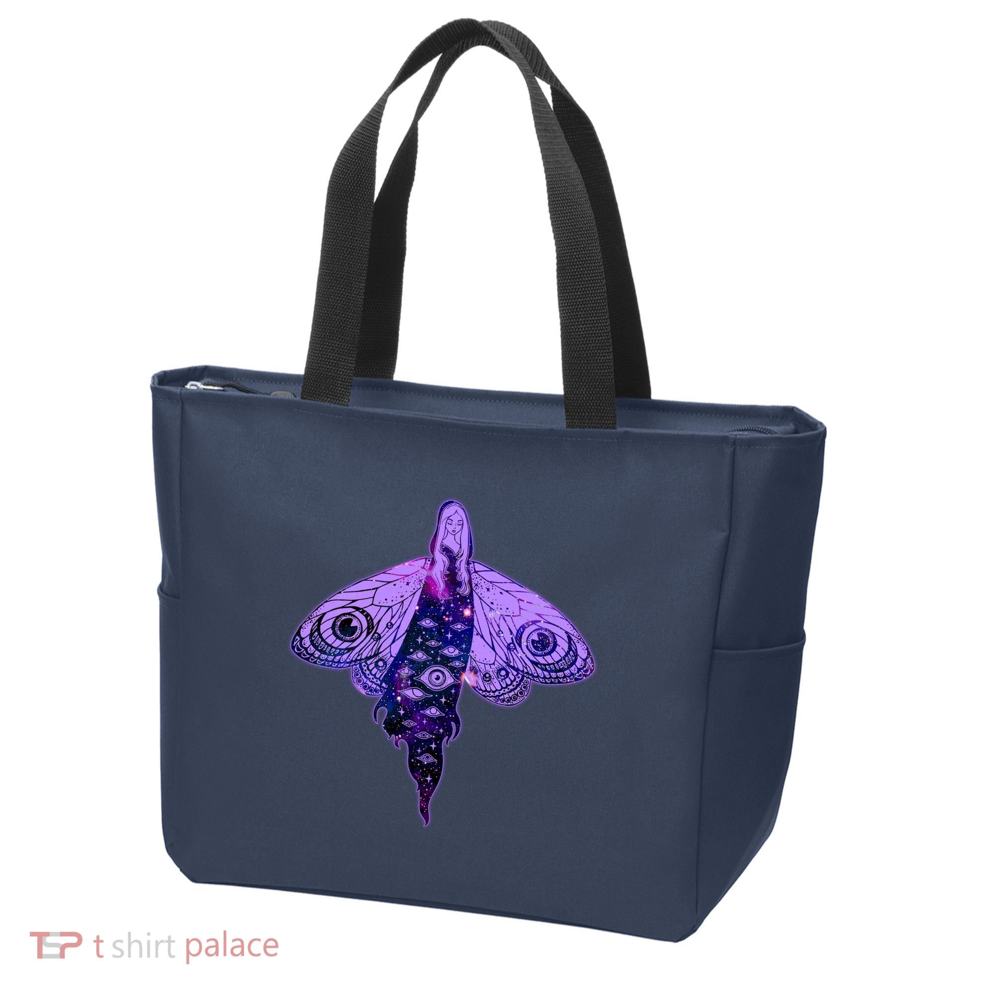 Mystical Gothic Moth Girl Tote Bag