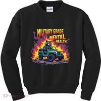 Military Grade Mental Health Warrior Military Veterans Kids Sweatshirt thumb 0
