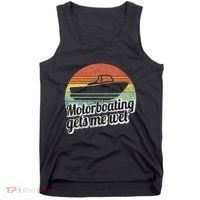 Motorboating Gets Me Wet Women Motor Boat Captain Tank Top thumb 0