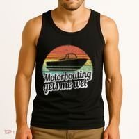 Motorboating Gets Me Wet Women Motor Boat Captain Tank Top thumb 3
