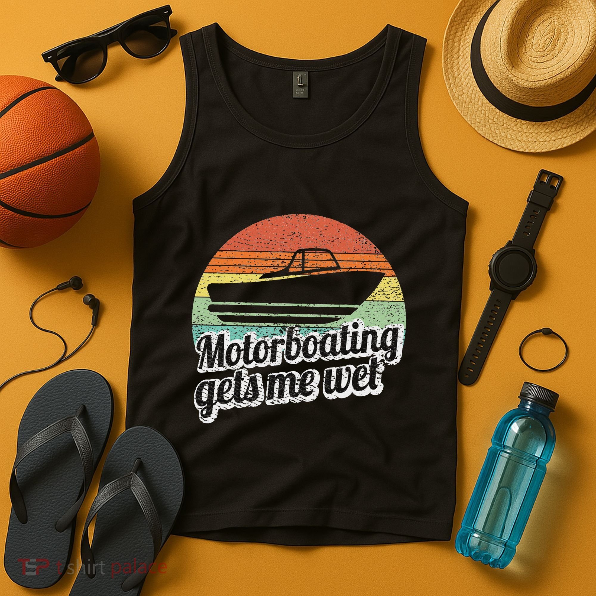 Motorboating Gets Me Wet Women Motor Boat Captain Tank Top