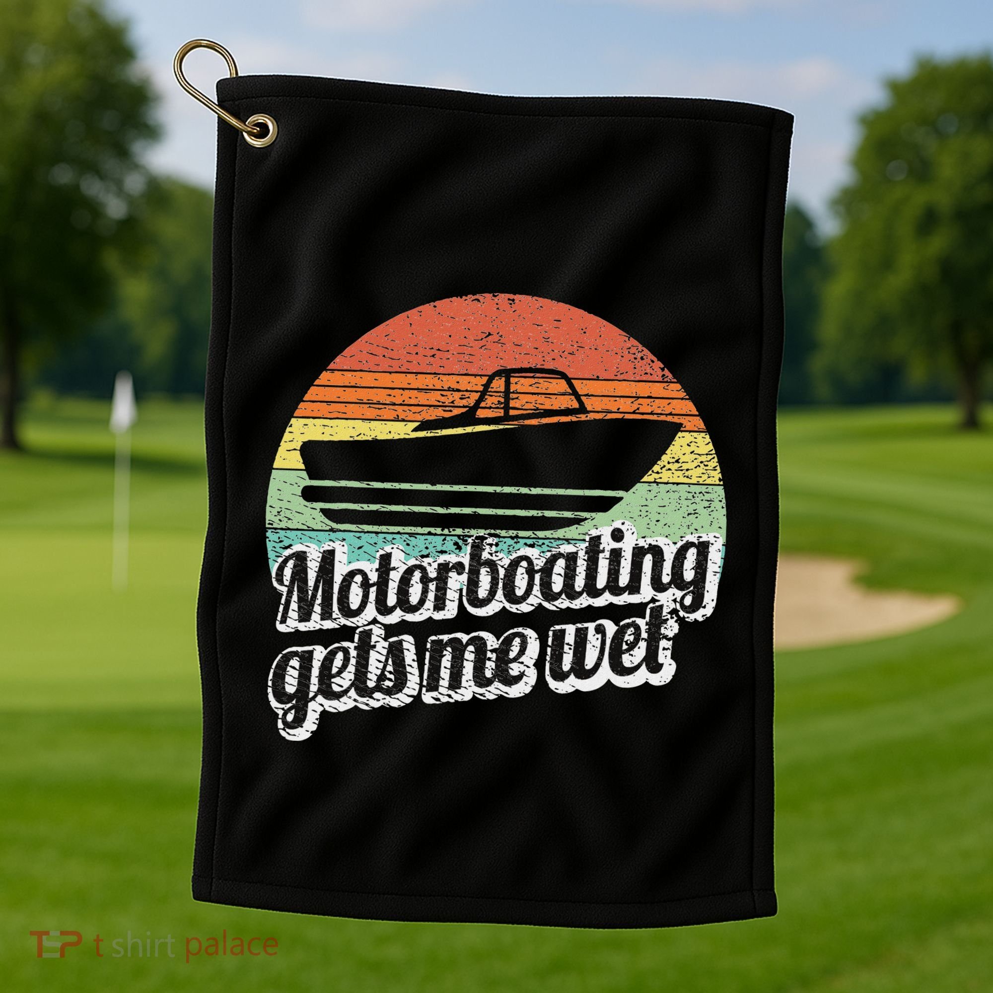 Motorboating Gets Me Wet Women Motor Boat Captain Golf Towel