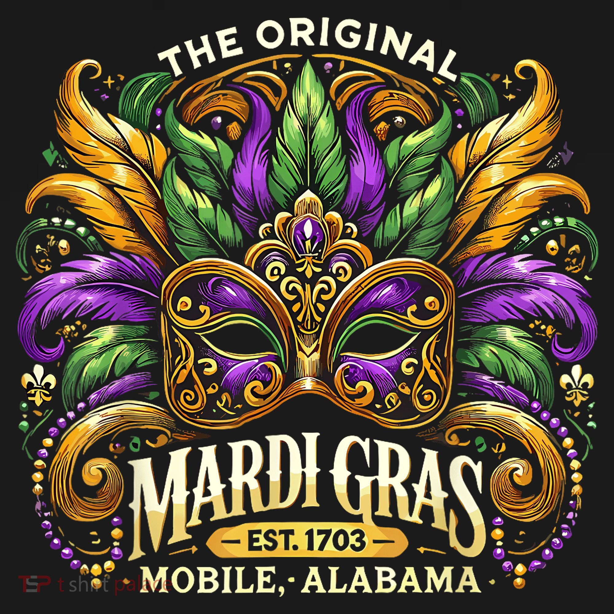 Mardi Gras Mask The Original Mobile Alabama Mardi Gras T-Shirt