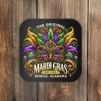 Mardi Gras Mask The Original Mobile Alabama Mardi Gras Coaster