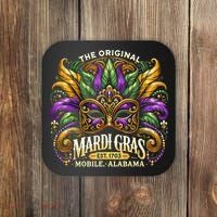 Mardi Gras Mask The Original Mobile Alabama Mardi Gras Coaster thumb 0
