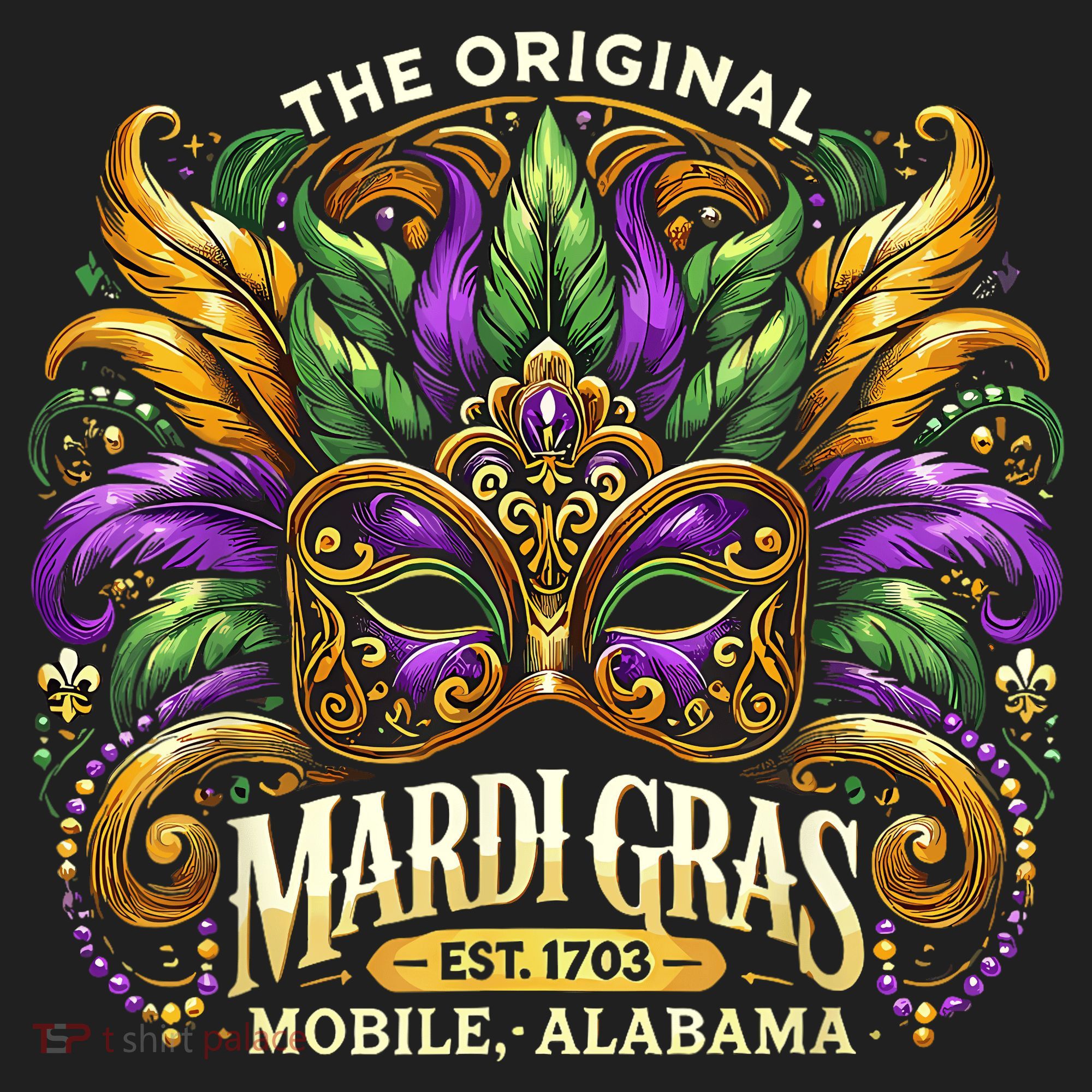 Mardi Gras Mask The Original Mobile Alabama Mardi Gras Golf Towel