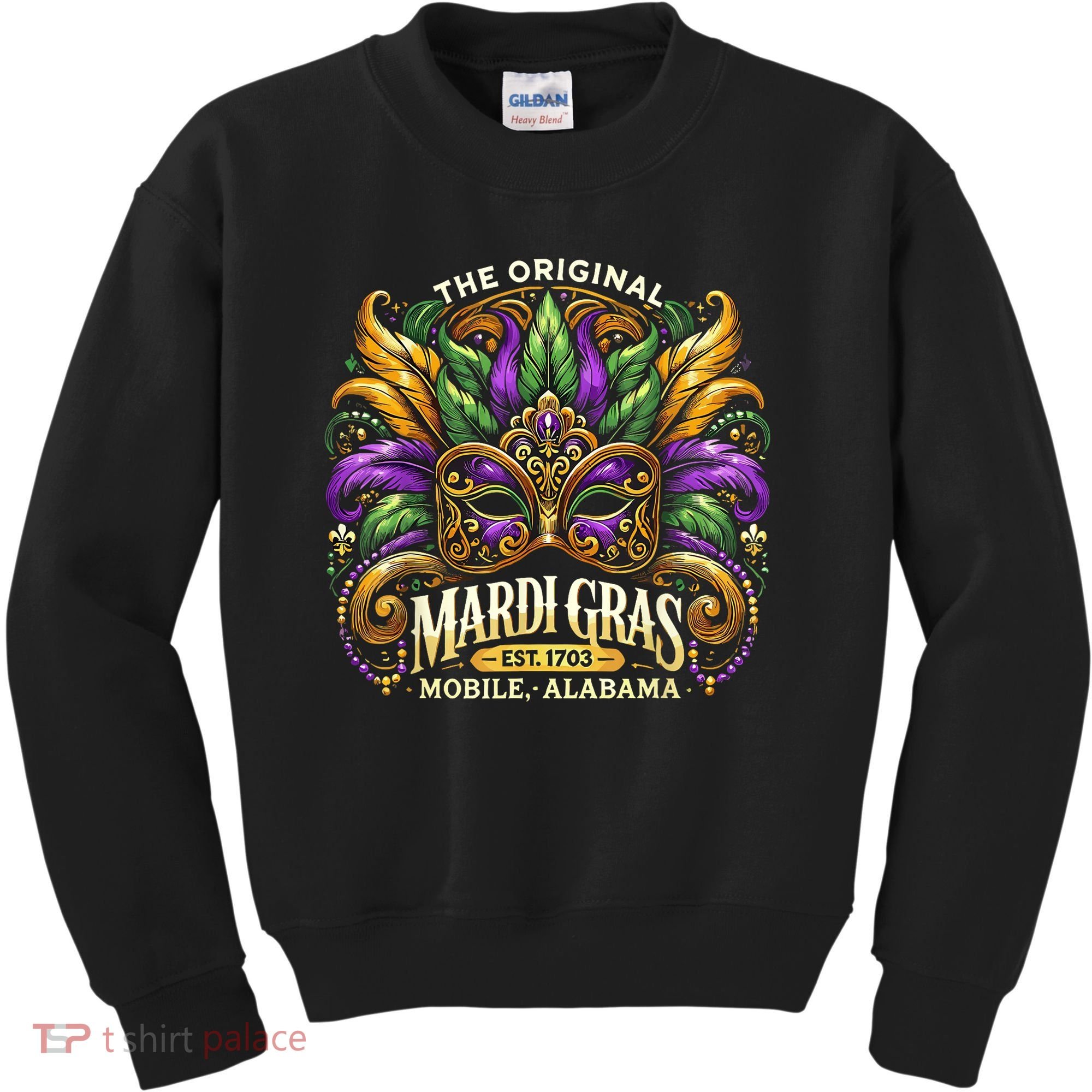 Mardi Gras Mask The Original Mobile Alabama Mardi Gras Kids Sweatshirt