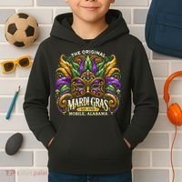 Mardi Gras Mask The Original Mobile Alabama Mardi Gras Kids Hoodie thumb 2