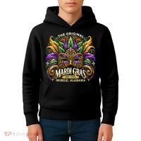 Mardi Gras Mask The Original Mobile Alabama Mardi Gras Kids Hoodie thumb 4