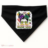 Mardi Gras Messy Bun Girl Women USA-Made Doggie Bandana thumb 0