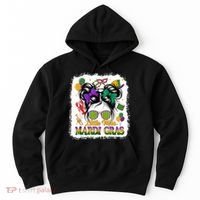 Mardi Gras Messy Bun Girl Women Hoodie thumb 0