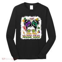 Mardi Gras Messy Bun Girl Women Long Sleeve Shirt thumb 0