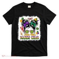 Mardi Gras Messy Bun Girl Women T-Shirt thumb 0