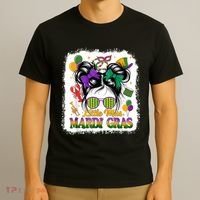 Mardi Gras Messy Bun Girl Women T-Shirt thumb 3