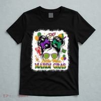 Mardi Gras Messy Bun Girl Women T-Shirt thumb 5