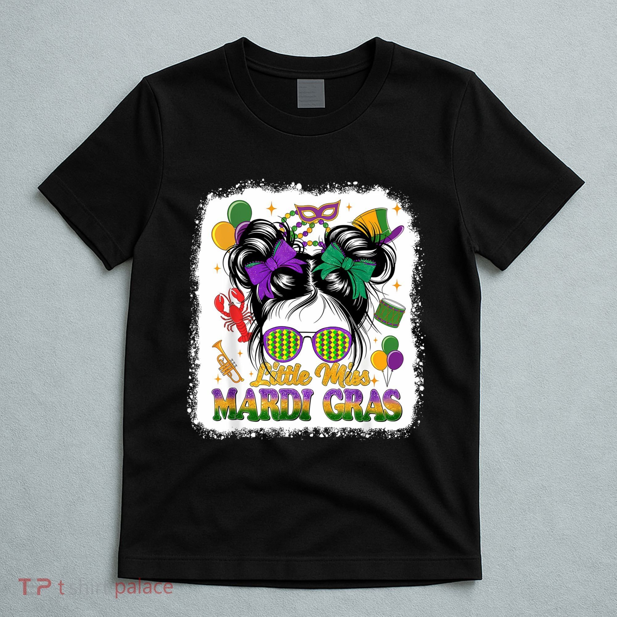 Mardi Gras Messy Bun Girl Women T-Shirt