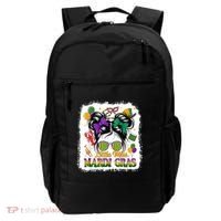 Mardi Gras Messy Bun Girl Women Backpack thumb 0