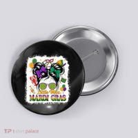 Mardi Gras Messy Bun Girl Women Button thumb 0