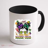 Mardi Gras Messy Bun Girl Women Coffee Mug thumb 1