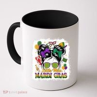 Mardi Gras Messy Bun Girl Women Coffee Mug thumb 0