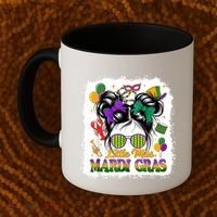 Mardi Gras Messy Bun Girl Women Coffee Mug thumb 2