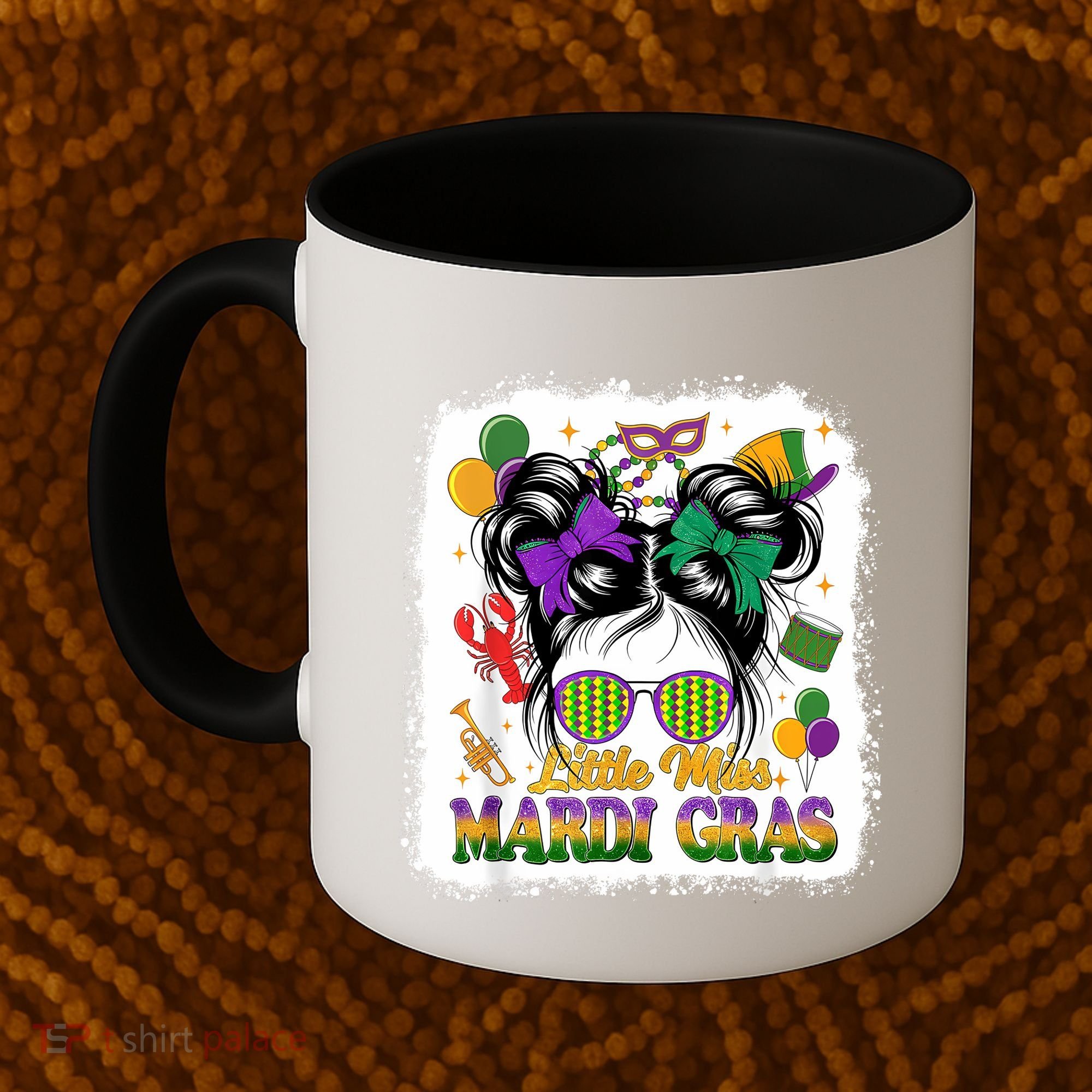 Mardi Gras Messy Bun Girl Women Coffee Mug