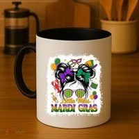 Mardi Gras Messy Bun Girl Women Coffee Mug thumb 4