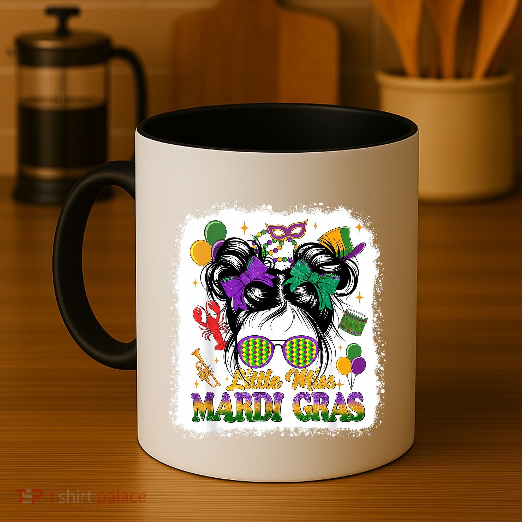 Mardi Gras Messy Bun Girl Women Coffee Mug