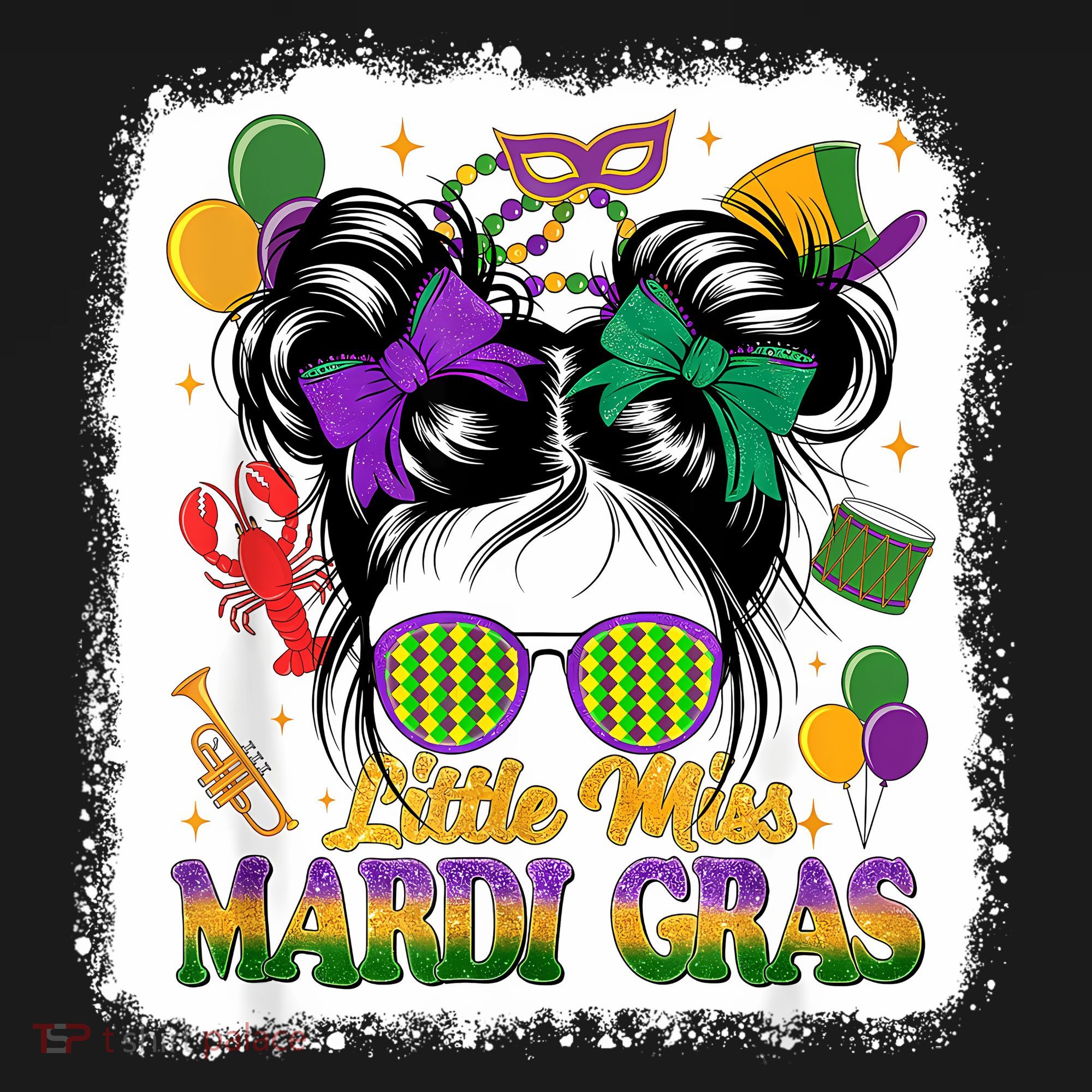 Mardi Gras Messy Bun Girl Women Women's Hoodie