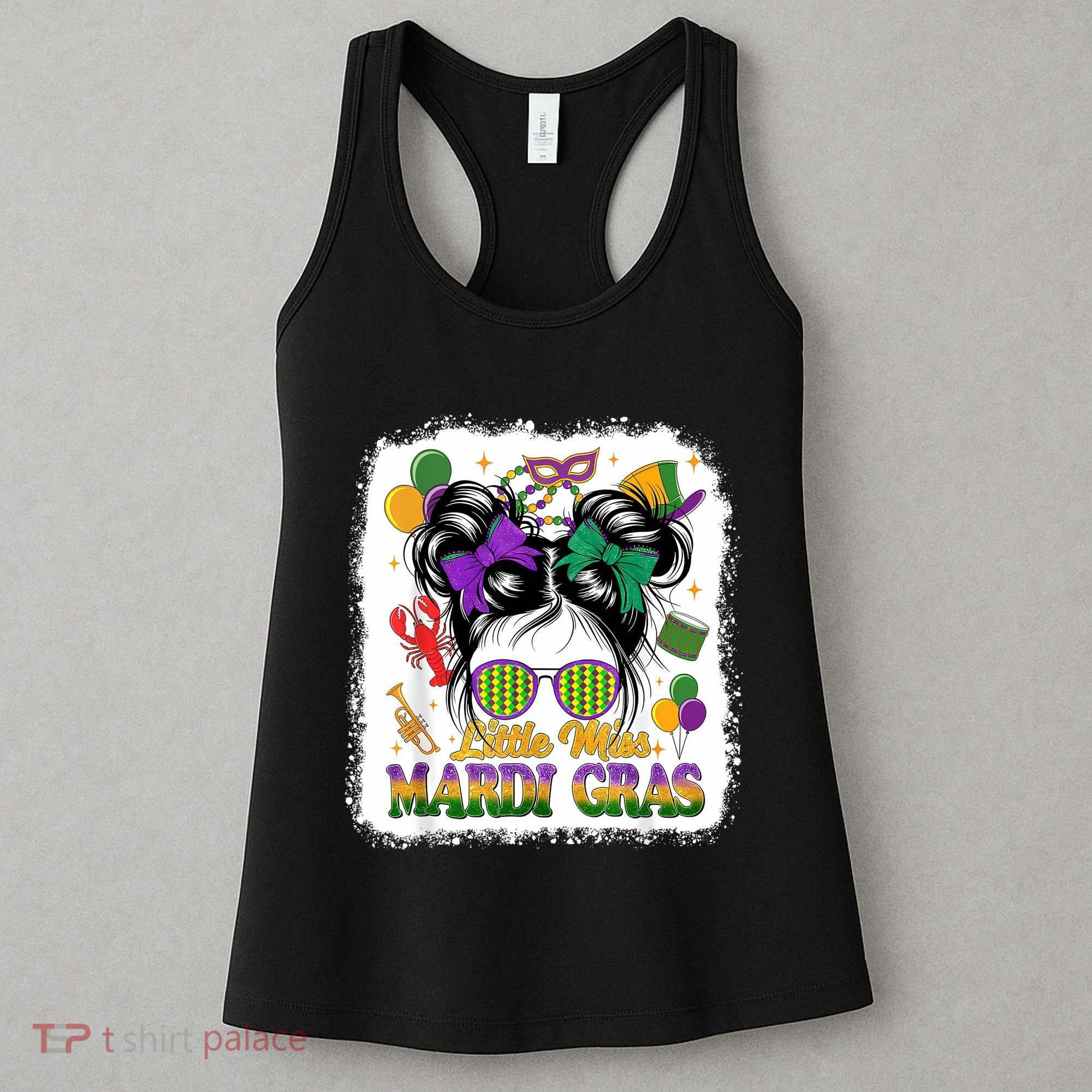 Mardi Gras Messy Bun Girl Women Women's Tank Top