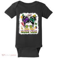 Mardi Gras Messy Bun Girl Women Baby Bodysuit thumb 0