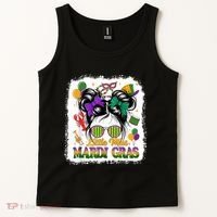 Mardi Gras Messy Bun Girl Women Tank Top thumb 2