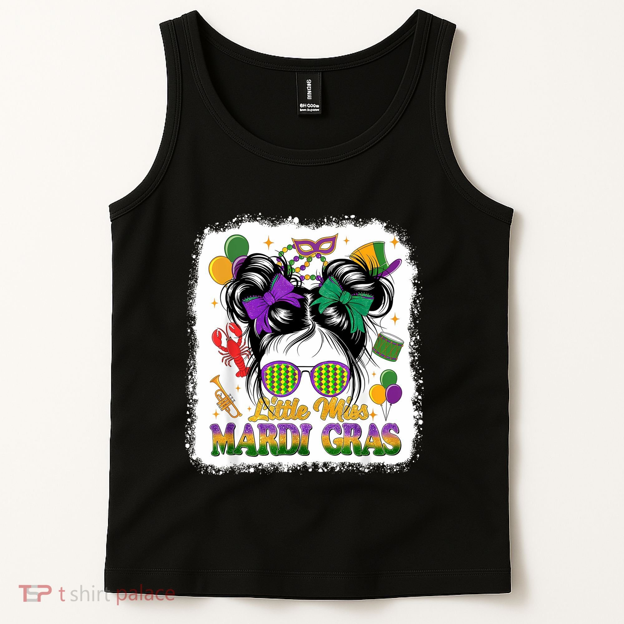 Mardi Gras Messy Bun Girl Women Tank Top