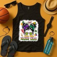 Mardi Gras Messy Bun Girl Women Tank Top thumb 4