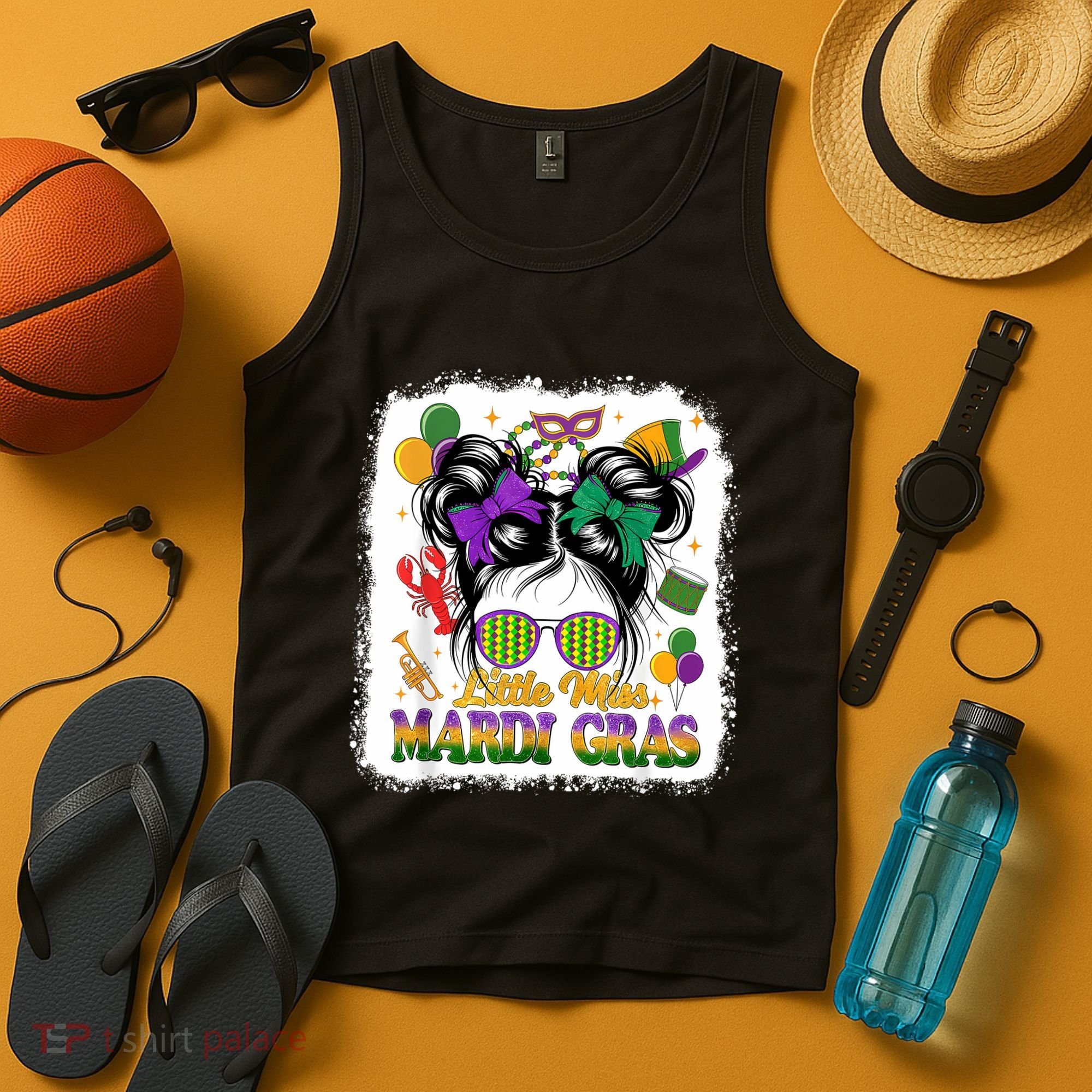 Mardi Gras Messy Bun Girl Women Tank Top