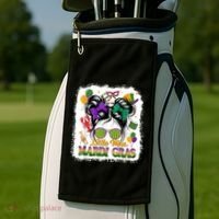 Mardi Gras Messy Bun Girl Women Golf Towel thumb 2
