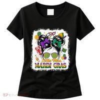 Mardi Gras Messy Bun Girl Women Women's T-Shirt thumb 0