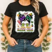 Mardi Gras Messy Bun Girl Women Women's T-Shirt thumb 2